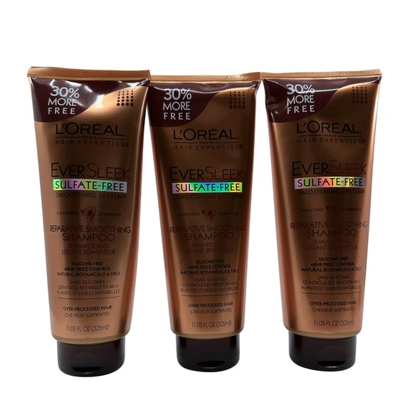L'Oreal Eversleek Reparative Smoothing Shampoo Over Processed Hair 11.05 oz Set of 3