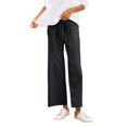 thumbnail image 6 of Wide Leg Linen Pants for Women, Audhol Womens Daily Elastic Waist Pockets Straight Solid Color Casual Pants Loose Long Trousers Linen Slacks for Women Black XL, 6 of 10