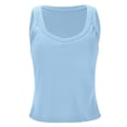 thumbnail image 5 of Light Blue Women's Shelf Bra Camisole Tops Knitting Cotton Sleeveless Casual Shirts Racerback Workout Yoga Camisole Tops Comfy Undershirt Camisole Tops for Women 2XL, 5 of 9