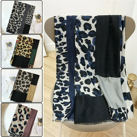 Women's Fashion Long Shawl Leopard Print Winter Warm Large