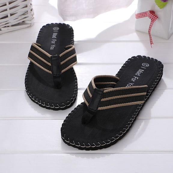 Domzle Mens Womens Flip Flops Casual Comfort Thong Sandals Non-Slip Slippers for Beach Black 9 Wide