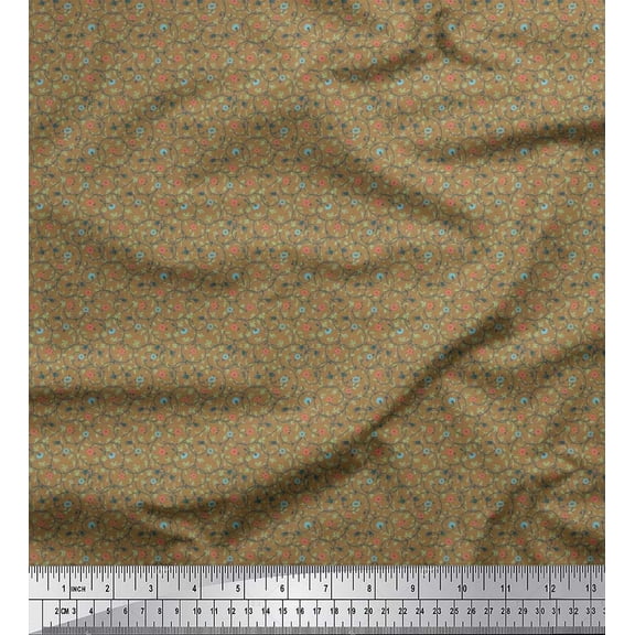 Soimoi Cotton Duck Fabric Leaves & Floral Shirting Printed Craft Fabric by The Yard 42 Inch Wide