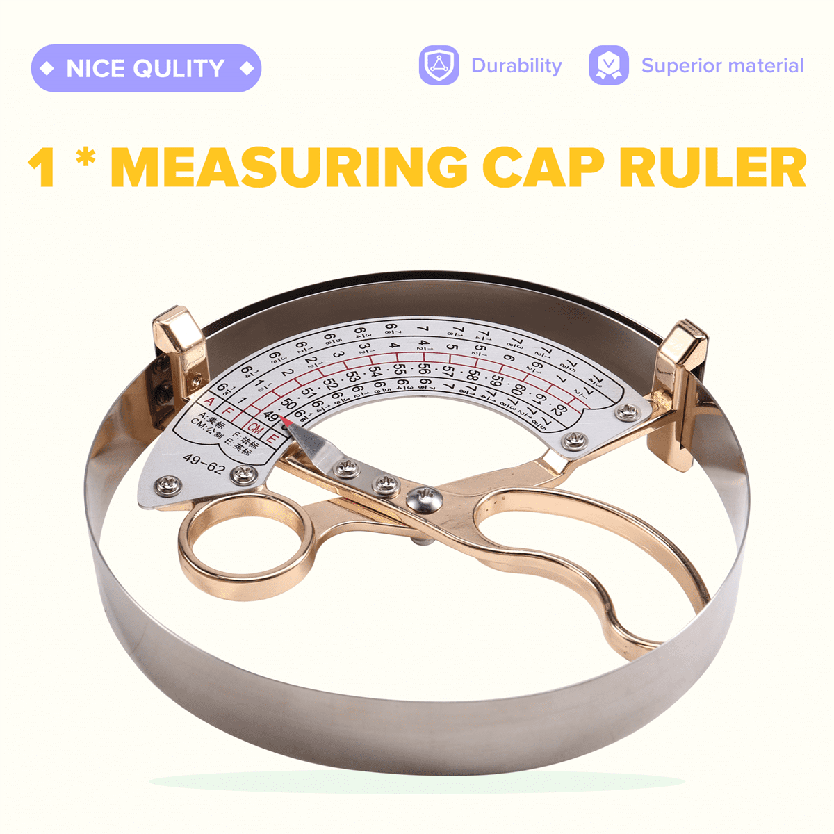 49-62cm Measuring Cap Size Professional Tool Measuring Cap Ruler Inner Diameter Ruler Square Position Ruler,1 * Measuring cap ruler