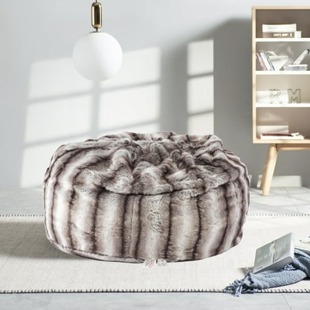 KARMAS PRODUCT Faux Fur Bean Bag Chair Luxury and Comfy Big Beanless Bag Chairs Plush Furry Chair Soft Sofa Lounger for Adults and Kids,Sponge Filling, 3 ft, Grey Streak Print