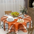 thumbnail image 6 of Autumn Orange Tablecloth Round 60 Inch, Thanksgiving Check Orange Black Plaid Polyester Circle Table Cloth Wrinkle Stain Resistant Washable Table Cover for Kitchen Dining Room Party Picnic, 6 of 6