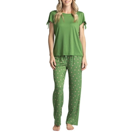 

Muk Luks Women s and Women s Plus Short Sleeve Top and Pajama Pant Set 2pc