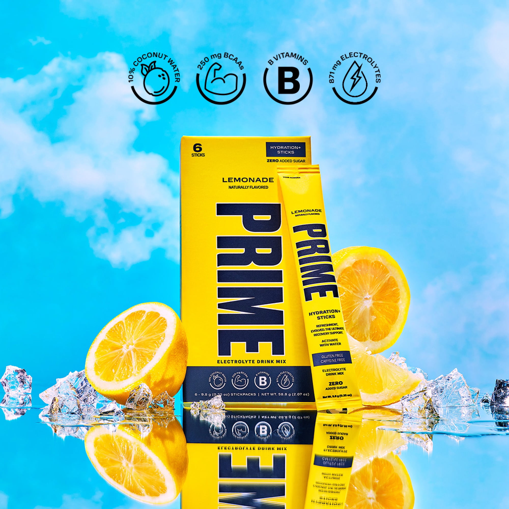 (2 pack) Prime Hydration Sticks, Lemonade, 6 Count, Electrolytes, Zero Sugar