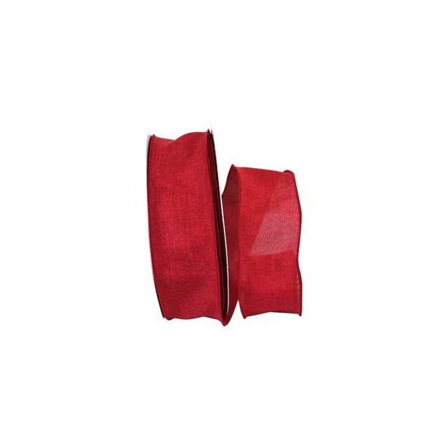 Reliant Ribbon 92573W-908-40K Everyday Linen Value Wired Edge Ribbon - Scarlet - 2.5 in. x 50 yards
