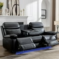thumbnail image 6 of Comfort Stretch 3 Seater Power Recliner Chair Sofa Set for Living Room,Faux Leather Electric Black Home Theater Seating Reclining Sofa Couch with Flipped Middle Backrest,LED Light,USB Port,Cup Holders, 6 of 7