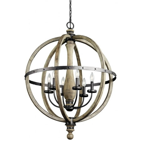 

Farmhouse Six Light Chandelier in Distressed Antique Gray Finish Bailey Street Home 147-Bel-1634662