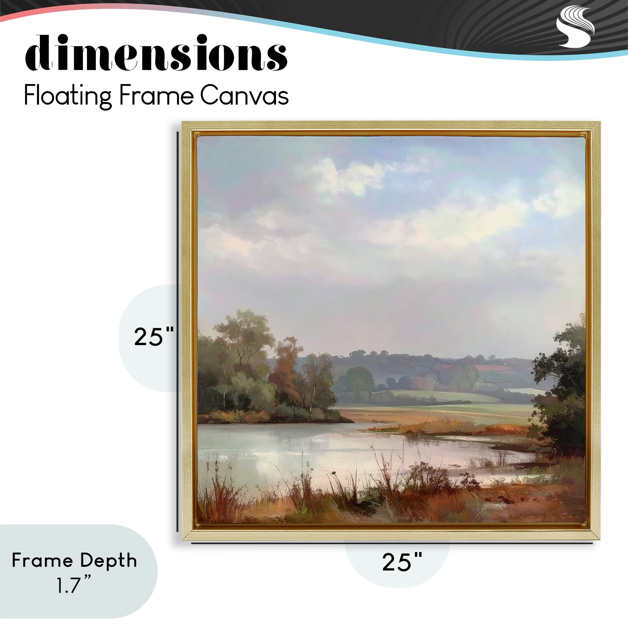Stupell Industries Riverside Grove Scenery Gold Framed Floater Canvas Wall Art, design by Alonza Saunders