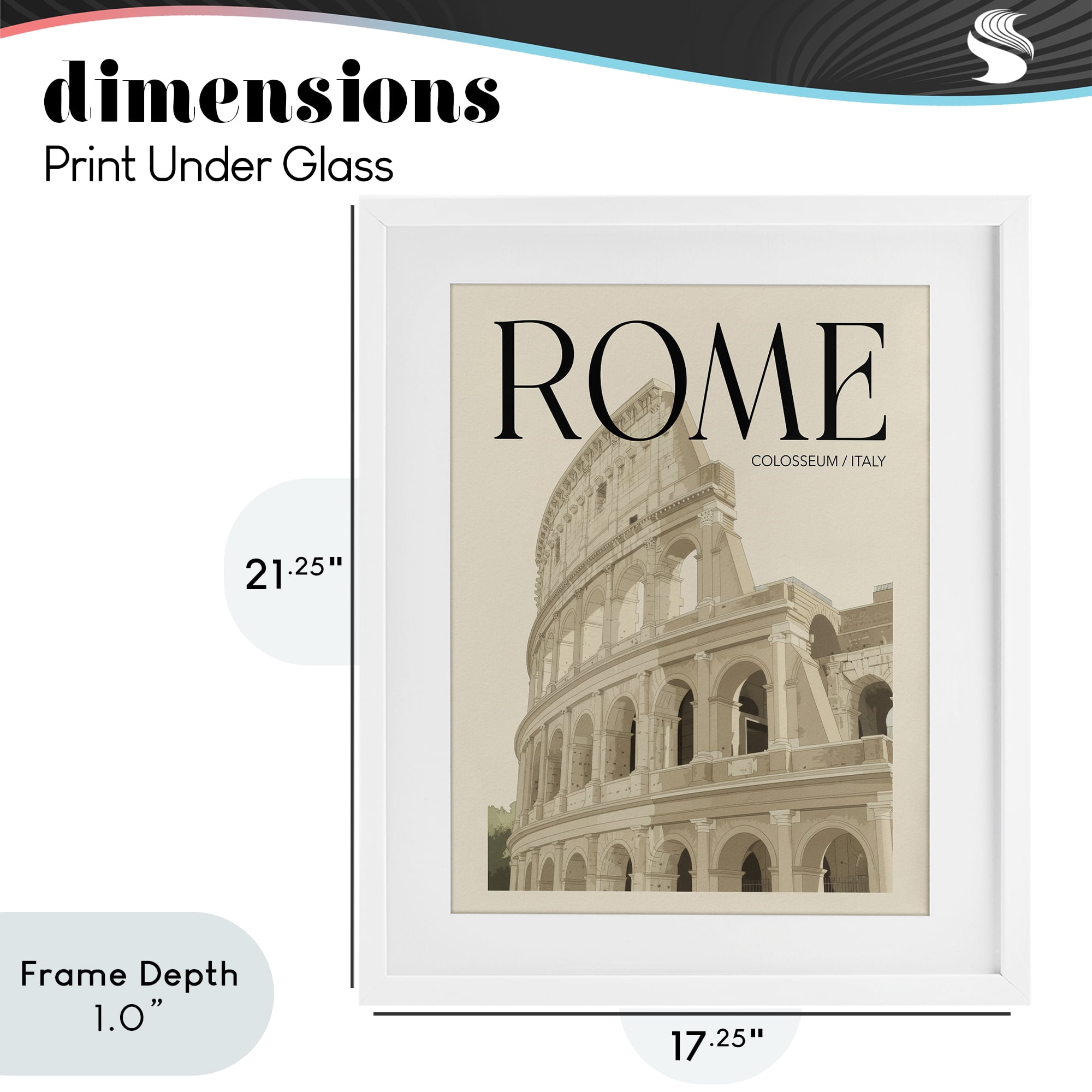 Stupell Industries Vintage Rome Colosseum White Framed Print Under Glass, design by Andreas Magnusson