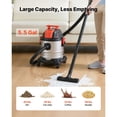 thumbnail image 6 of Shop Vac, 5.8 Gallon Wet Dry Shop Vacuum, 4 Peak HP with One-Button Self-Cleaning, Dual-Filter, 900W Input Power, 1.25in x 7ft Hose, 9.8ft Cord, Metal Tank for Jobsite, Workshop, Garage, Home, 6 of 12