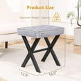 thumbnail image 3 of Vanity Stool - Square Linen Makeup Seat With Metal X Legs, Small Ottoman Chair for Makeup Room, Living Room, Bathroom - Modern Padded Foot Rest, Dark Gray, 3 of 16