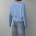 thumbnail image 2 of (One piece) Women's button-down long-sleeved round neck cropped cardigan sweater cute knitted clothing, 2 of 7