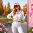 thumbnail image 5 of Womens Breast Cancer Awareness Hats Fashion Casual Adjustable Sun Hats Women's Lightweight Breathable Floral Print Cap f, 5 of 7