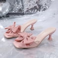thumbnail image 5 of Xucatan Women's Bow Mule Heels, Oversized Knot Open Toe Slingback Sandals with Chunky Heel, Textured Patent Leather Dressy Summer Shoes, Versatile Design for Party Wedding Daily Gift, 5 of 9