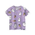 thumbnail image 5 of Girls Easter Eggs Shirts Short Sleeve Bunny Graphic Print Crew Neck Tees Kids Funny Casual Summer Tops, Light Purple 110, 5 of 5