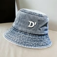 thumbnail image 3 of Mdesiwst Women Men Bucket Hat Round Flat Top Letter Hip Hop Decorative Sunscreen Windproof Deep Wide Brim Women Summer Hat Headwear, 3 of 7