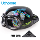 thumbnail image 3 of 2023Uchoose DS Gorra de béisbol Casco Cascos retro Verano Motocicleta Casco Vintage Cara abierta Scooter Cruiser Chopper Gangster, 3 of 5