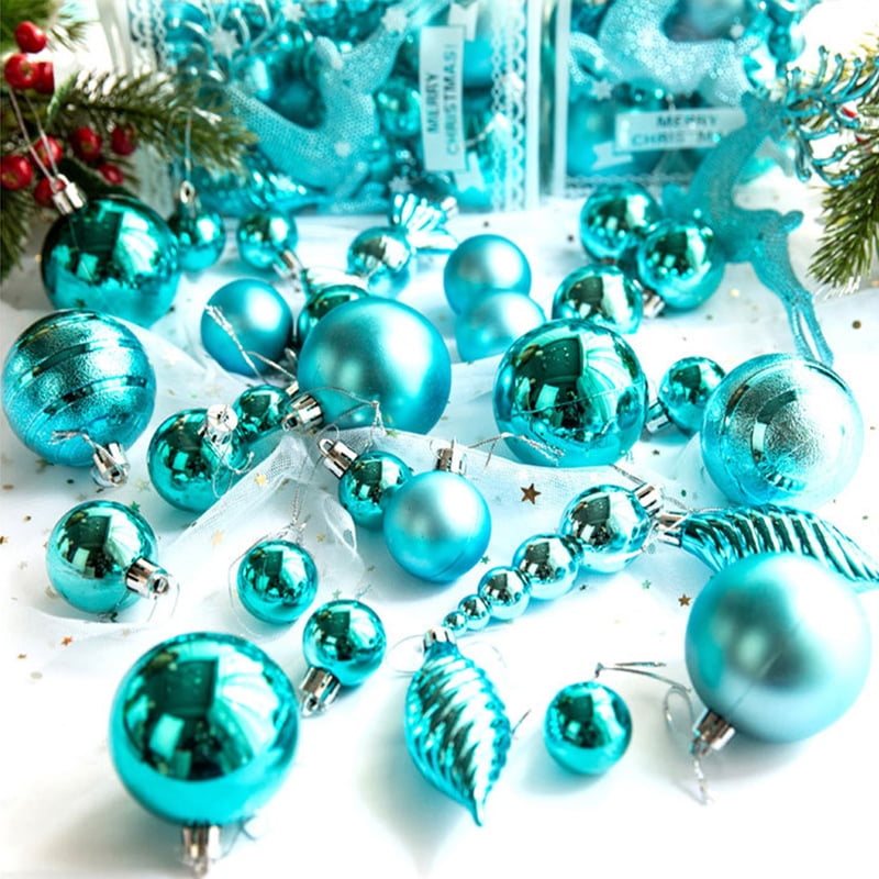 Assorted Matt Glitter 12 x 3cm Mini Christmas Baubles ICE BLUE BABY BLUE 