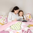 thumbnail image 4 of Erosebridal Cartoon Rabbit Silhouette Twin Comforter Sets,Pink White Geometric Checkered Bedding Set For Teens, Reversible 2pcs, 4 of 7