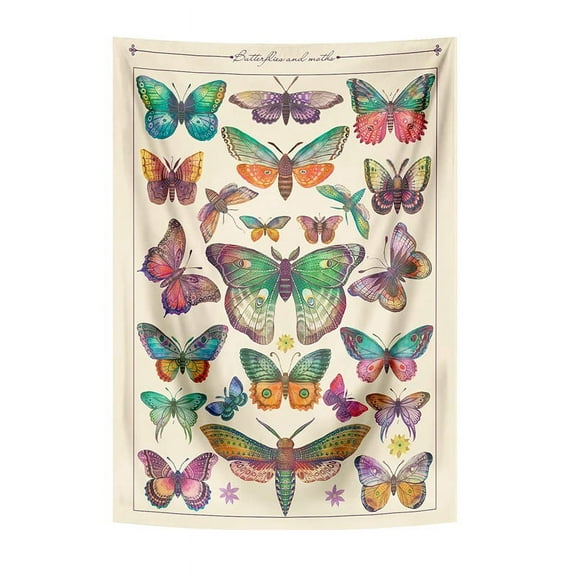 Butterfly Tapestry Vintage Beige Vertical Tapestries 28X38Inch