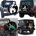 thumbnail image 5 of Dinosaur Spare Tire Cover Car Tire Covers Black Polyester Soft Weatherproof Universal Wild Man Wheel Tyre Protector with Contraction Strap for Trailer RV SUV Truck Camper Travel 29.5 Inch 1pc, 5 of 9