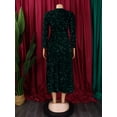 thumbnail image 6 of AURA Women’s Sequin A-Line Dress Round Neck Long Sleeve High Waist Mid-Length Zipper S-XXXL, 6 of 7