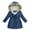 Navy Blue, variant on QUDDERR Toddler Kids Girls Puffer Cotton Coat Jacket Printed Warm Hooded Jacket Winter Waisted Thickened Outerwear for 4-10  Years Old