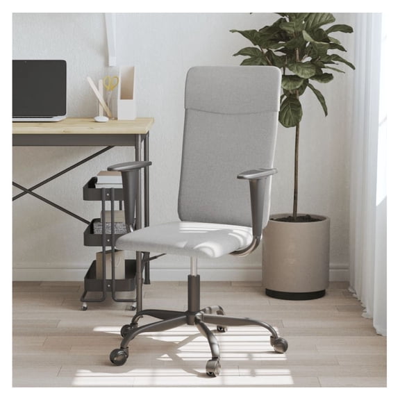 Light Grey Office Chair, Fabric Desk Chair with Metal Legs - Adjustable Height, Swivel, Modern Home Office Chair