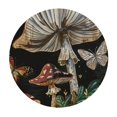thumbnail image 4 of WYYP Mushrooms Butterflies Black Background Round Tablecloth 100% Polyester Fiber Outdoor Picnic Camping and Indoor Kitchen Dining Party White, 4 of 8