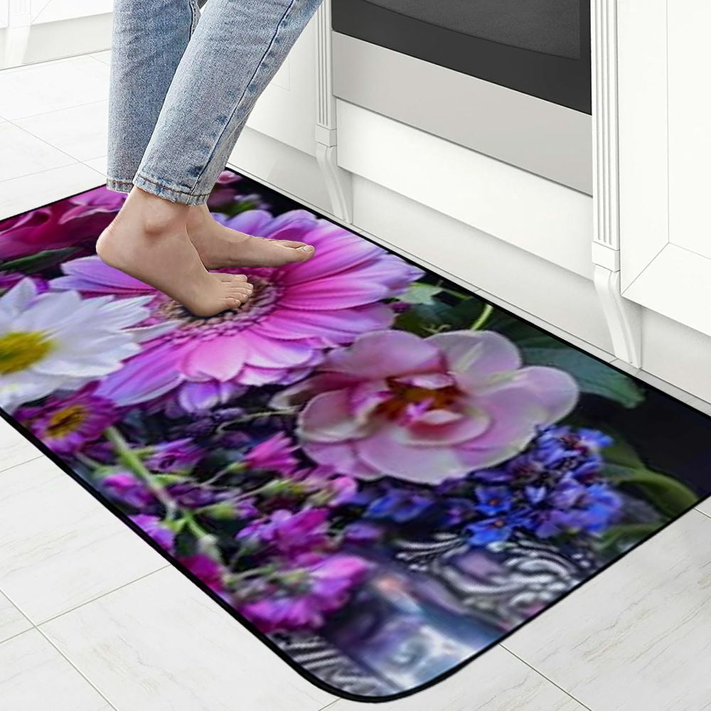 Heduofu Decorative Door Mat, Door Mat with Non-Slip Rubber Backing, Easy Cleaning, Traps Dirt, for Entry, Patio, Garage - Flower Gerbera Jasmin Pink Tender at Home Joy 19.68*47.24 in