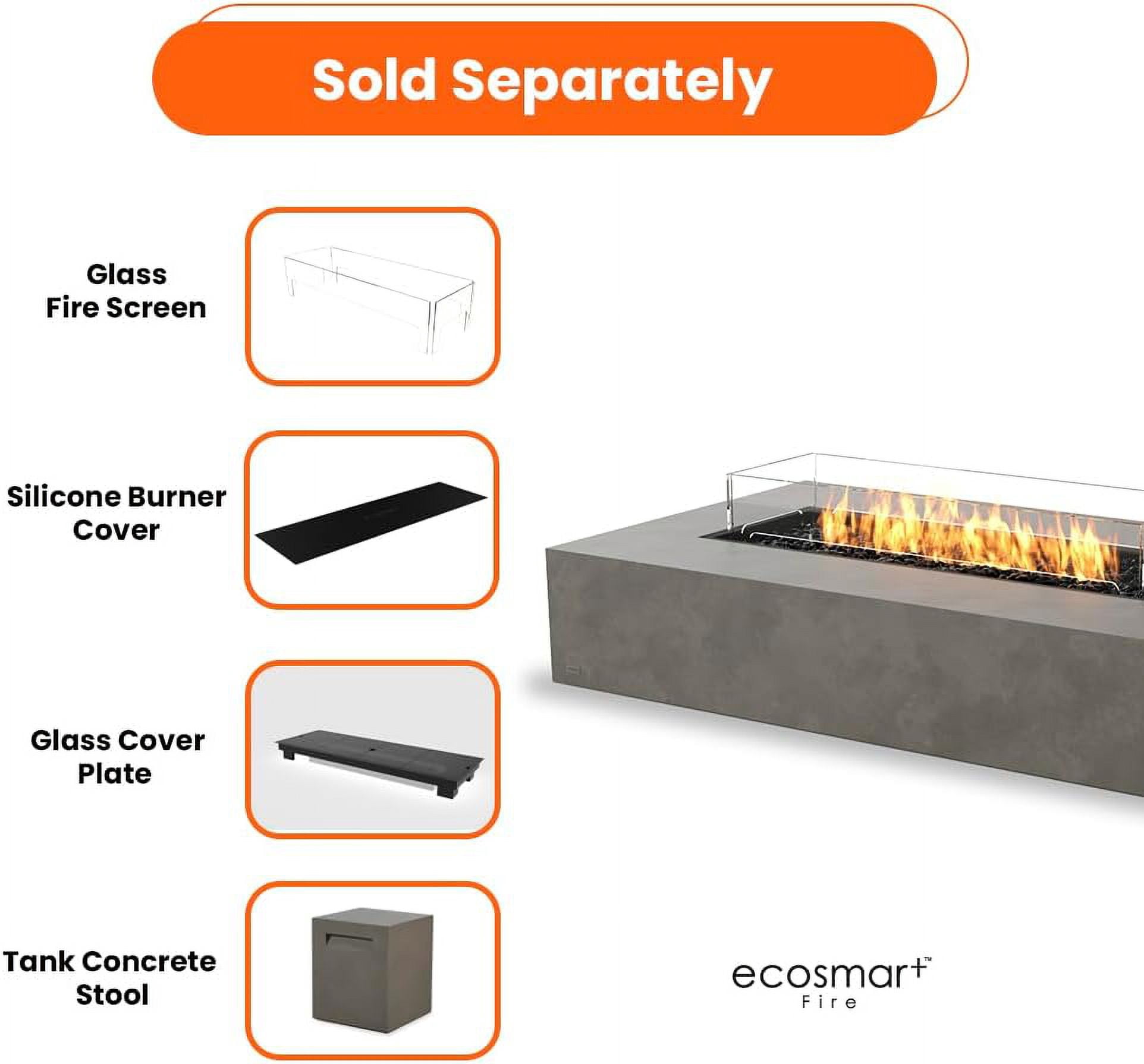 Ecosmart | Manhattan 50 Fire Pit Table | Natural Color | Stainless Steel Gas Burner | Elegant Curved Design with Versatile Wide Lip | Complements Any Decor and Setting