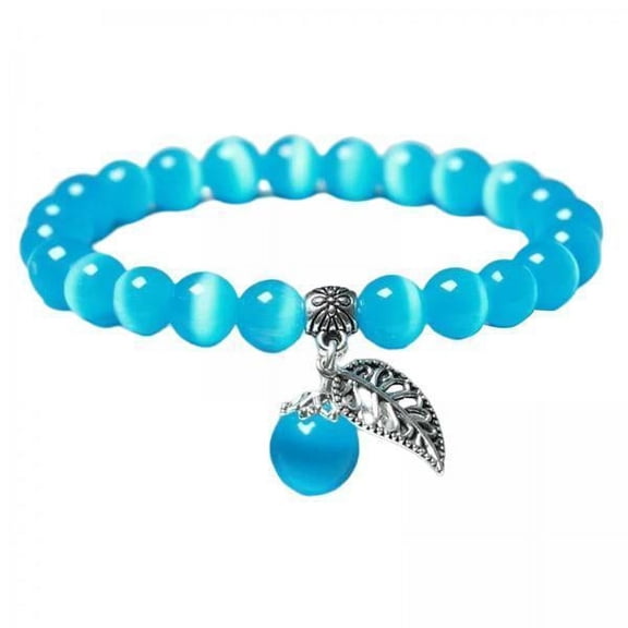 Sharplace 2xNatural Gemstone Bracelet Crystal Round Beads Cats Eye Stone