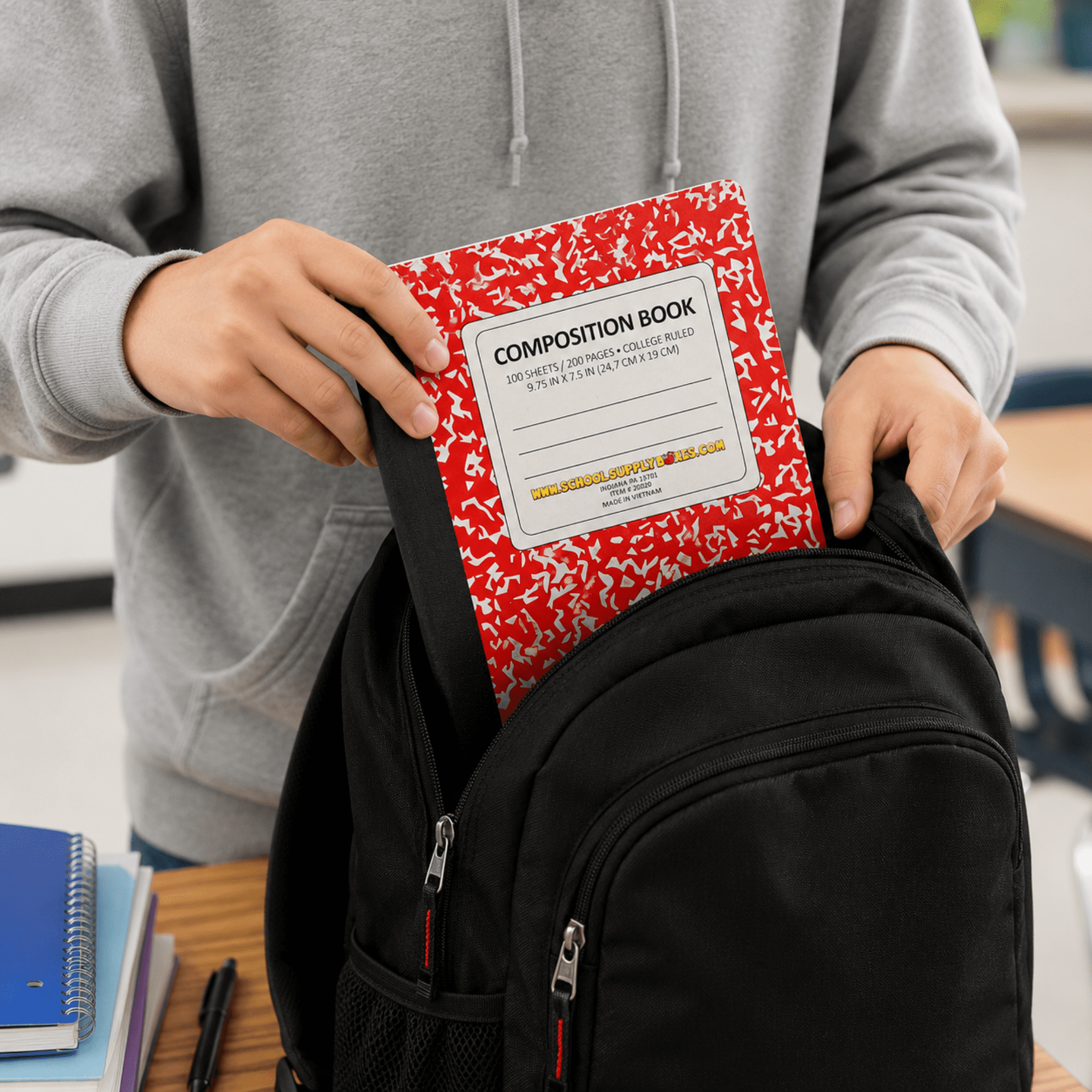 School Supply Boxes | Red, College-Ruled Composition Notebooks | 12 Pack | 100 Sheets, 200 Pages Per Pack
