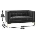 thumbnail image 3 of Steve Silver Isaac Modern Velvet Channel Stitch Loveseat, Gray, 3 of 9