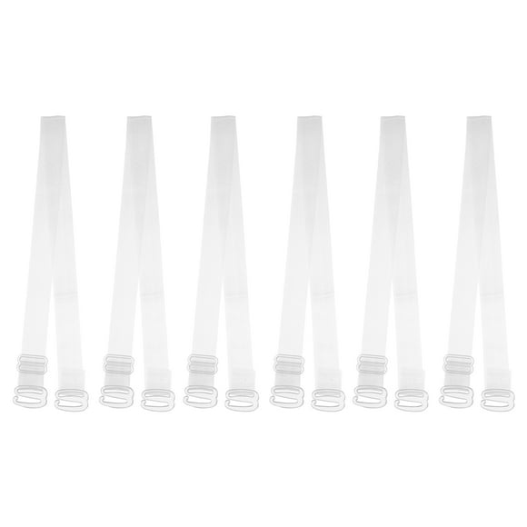Unique Bargains 3 Pair Non-Slip Adjustable Invisible Clear Bra Shoulder Strap with Plastic Hook Transparent 10mm