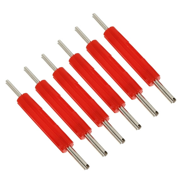 6 Pcs Valve Core Driver Screwdriver Car Tire Remover Tool Red Iron Plastic