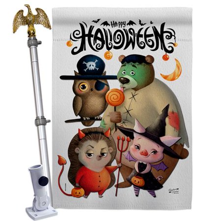 Angeleno Heritage HS130413-BO-02 Halloween Friends Falltime 28 x 40 in. Double-Sided Decorative Horizontal Flags for Decoration Banner Garden Yard Gift