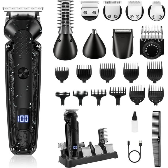 Beard Trimmer for Men, Waterproof Electric Razor for Nose, Body, Face & Mustache, Cordless Hair Clippers Shavers Grooming Kit, Gifts for Men Husband Father