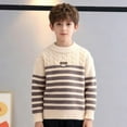 thumbnail image 2 of Lorytime Long Sleeve Sweaters for Teen Boys Stripes Knitted Pullover Crewneck Tops Color Block Winter Knitwear, 2 of 6