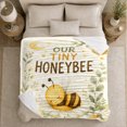 thumbnail image 5 of Our Tiny Honeybee Quote with Daisies, Sweet Nursery Style for Bee Lovers, Moonlit Garden Motif and Baby Shower Gift, Cozy Flannel Blanket for Nursery and Bedroom, Home Decor, 5 of 9