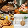 thumbnail image 4 of 16 Pcs Acacia Wood Round Cutting Board with Handle Thick Charcuterie Wooden Serving Tray Large Wooden Chopping Paddle for Kitchen Pizza Bread Cheese Fruit Vegetables, 2 Size（12 x 16"&14 x 10"）, 4 of 9