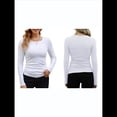 thumbnail image 2 of Camisetas Básicas Ajustadas Informales de Cuello Redondo y Larga Acanaladas para Mujer XL, 2 of 6