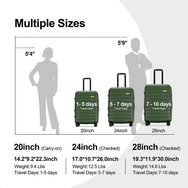 GinzaTravel 28 inch Hardside Expandable Luggage Hard Shell Large Suitcase with Wheels Deep Green