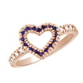 thumbnail image 2 of AFFY (0.48 cttw) Simulated Blue Sapphire & White Natural Diamond Heart Promise Ring In 14k Rose Gold, 2 of 2