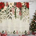 thumbnail image 3 of Christmas Red Poinsettia Shower Curtains for Bathroom, Winter Xmas Flowers Vintage Waterproof Fabric Shower Curtain, Decorative Bathroom Curtain for Bathtub, 72"x84", No Hooks Included, 3 of 9