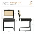 thumbnail image 2 of Zesthouse Rattan Dining Chairs Set of 2, Modern Linen Upholstered Dining Room Chairs with Cane Back and Chrome Legs, Mid Century Kitchen Chairs for Living Room, Dark Gray, 2 of 12
