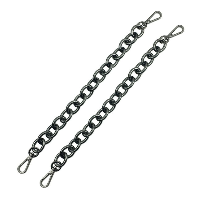 ColoMX 2 piezas de 30 cm de cadena de hierro de repuesto para manualidades antiguas, accesorios de correa para bolsos, accesorios de asa para equipaje de mano (negro)